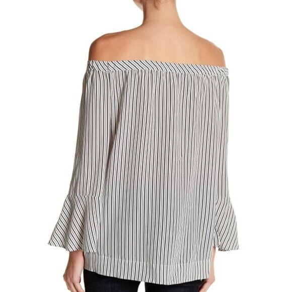 Joie Dinora Striped Off-the-Shoulder Silk Blouse - Picture 2 of 2